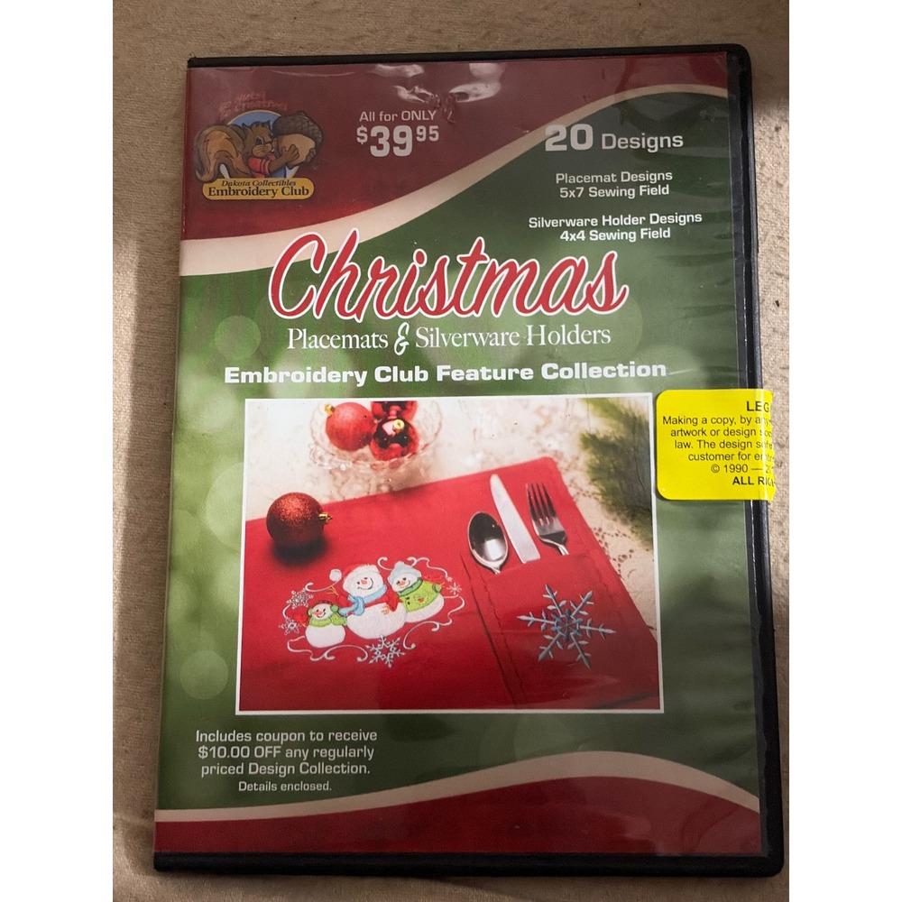 Dakota Collectibles Christmas Placemats‎ Silverware Holders Embroidery CD F70655